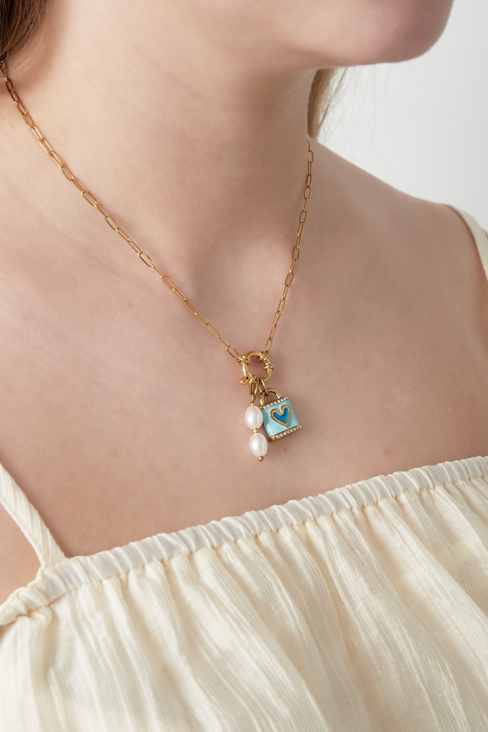 Collier DIY en forme de cœur bleu h5Image2